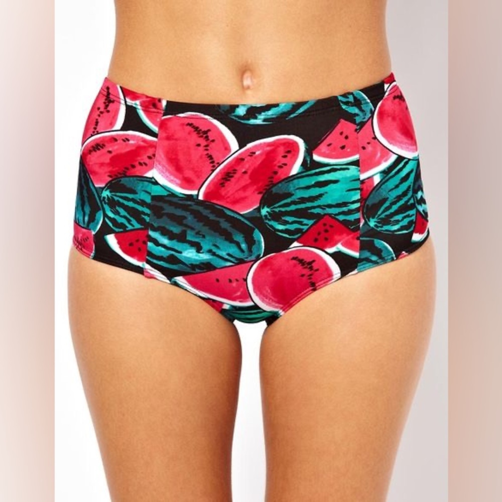 Classic American Apparel watermelon print swim high waisted bikini bottoms (M)